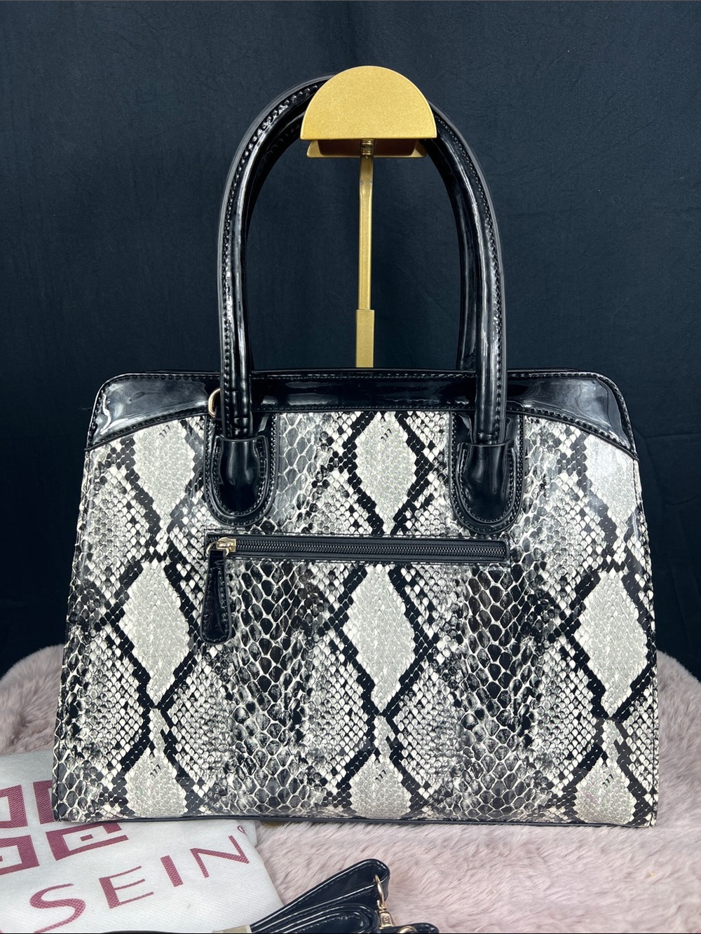 Dasein Python Faux Patent Structured Satchel Crossbody NWT - Picture 2 of 10